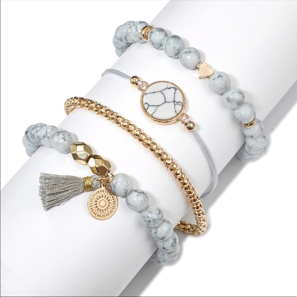 • Cora • Marble + Gold Bracelet Set - Picture 2 of 4